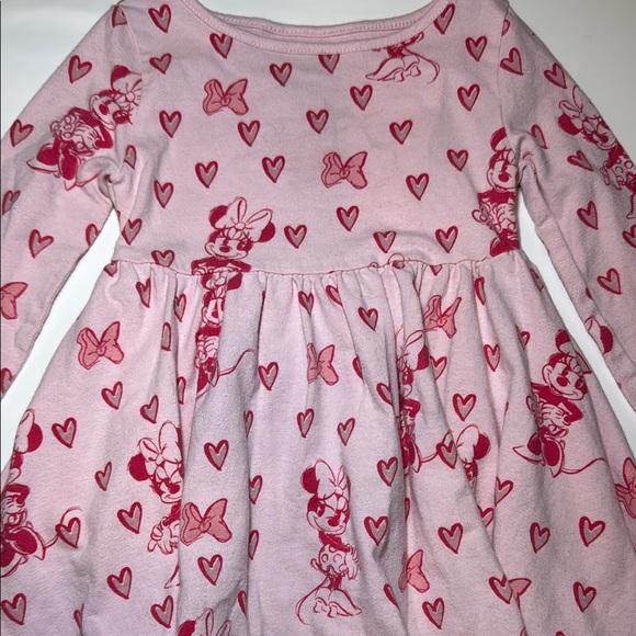 Disney Junior Minnie Mouse Long Sleeve Pink with Hearts Dress Size 18 Months - Picture 3 of 6